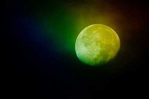 Fireball Moon Setting After Sunrise (Rainbow Shade Photo)