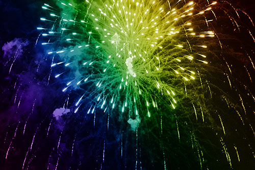 Fireworks Explosion Lights Night Sky Ablaze (Rainbow Shade Photo)
