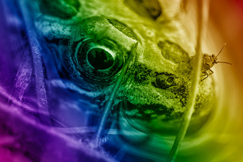 Fly Standing Atop Leopard Frogs Nose (Rainbow Shade)
