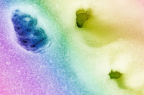 Footprint Eye Snow Face Atop Rock Surface (Rainbow Shade)