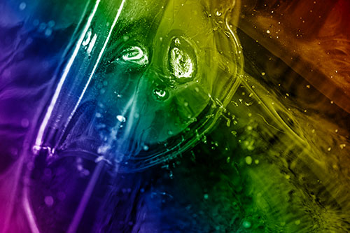 Frozen Unhappy Frowning Distorted River Ice Face (Rainbow Shade)