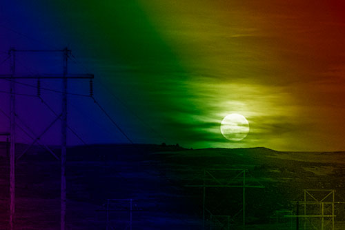 Full Moonrise Behind Mountain (Rainbow Shade Photo)