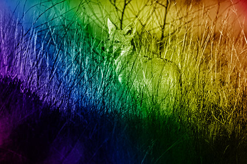 Gazing Coyote Watches Among Feather Reed Grass (Rainbow Shade Photo)