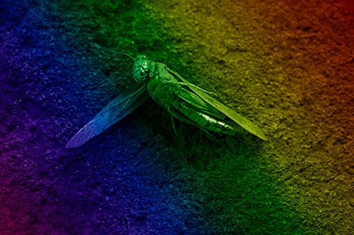Giant Dead Grasshopper Laid To Rest (Rainbow Shade Photo)