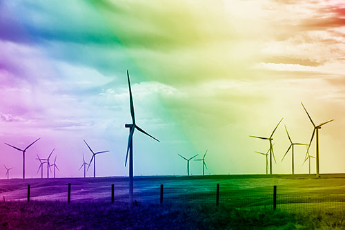 Gloomy Clouds Overcast Wind Turbine Pasture (Rainbow Shade)