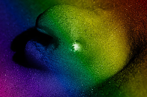 Glowing Eyed Snow Face Emerges Above Soil (Rainbow Shade)