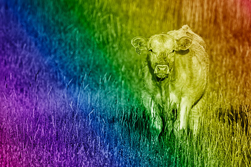 Grass Chewing Cow Spots Intruder (Rainbow Shade Photo)