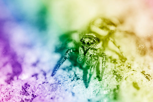 Hairy Jumping Spider Enjoying Sunshine (Rainbow Shade Photo)