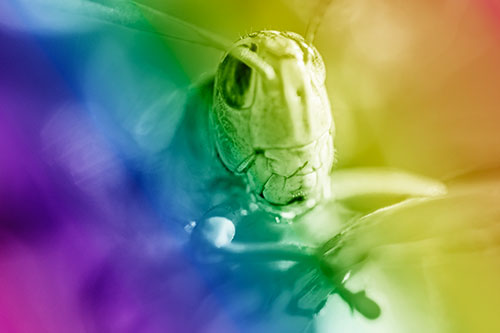 Happy Grasshopper Smiling Among Sunlight (Rainbow Shade Photo)