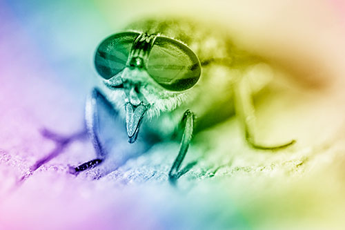 Happy Horse Fly Sticking Out Tongue Among Sunlight (Rainbow Shade)
