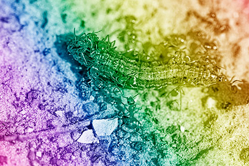 Horde Of Ants Feasting On Caterpillar (Rainbow Shade Photo)