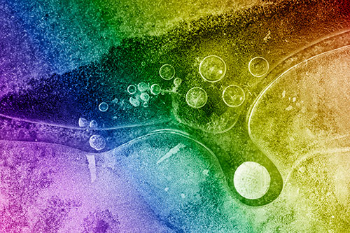 Ice Bubbles Among Frozen Soil Crevice (Rainbow Shade)