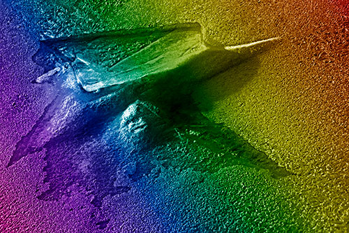 Jagged Melting River Ice Submerging (Rainbow Shade Photo)