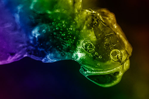 Joyful Frozen Bubble Eyed River Ice Face Creature (Rainbow Shade Photo)