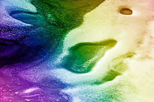 Joyful Ice Face Frozen Atop River (Rainbow Shade)