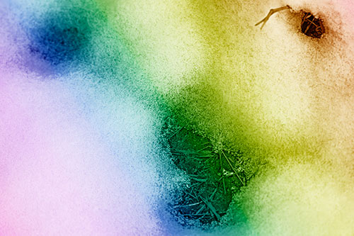 Joyful Soil Face Appears Beneath Melting Snow (Rainbow Shade)