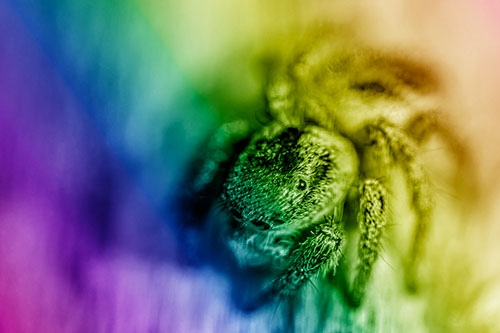 Jumping Spider Makes Eye Contact (Rainbow Shade Photo)