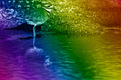 Killdeer Standing Along River Shoreline (Rainbow Shade Photo)