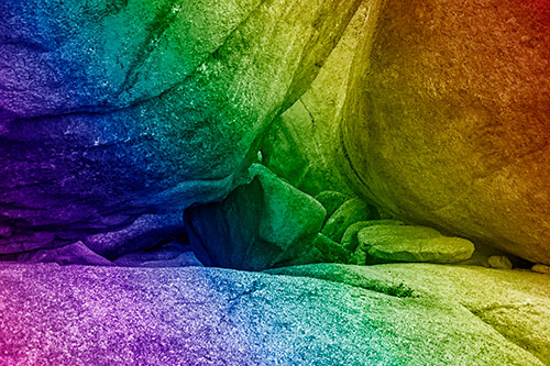 Large Crowded Boulders Leaning Against One Another (Rainbow Shade Photo)