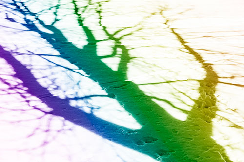 Large Jagged Tree Shadow Across Snow (Rainbow Shade Photo)