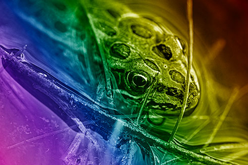 Leopard Frog Keeping Eye Out Above Water (Rainbow Shade)