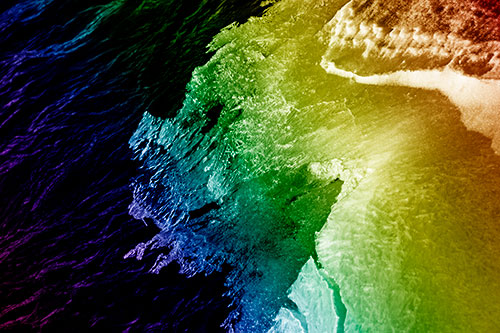 Melting Ice Face Creature Atop River Water (Rainbow Shade Photo)