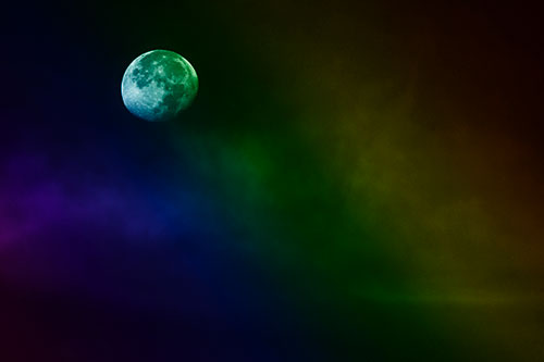 Moon Begins Descent Beyond Faint Mist Cloud (Rainbow Shade Photo)
