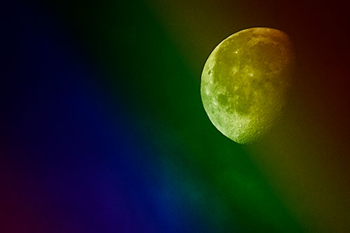 Download Rainbow Shade Moon Creeping Along Faint Cloud Mass Atmosphere Sky
