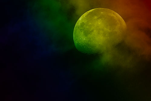 Moon Descending Among Faint Clouds (Rainbow Shade Photo)