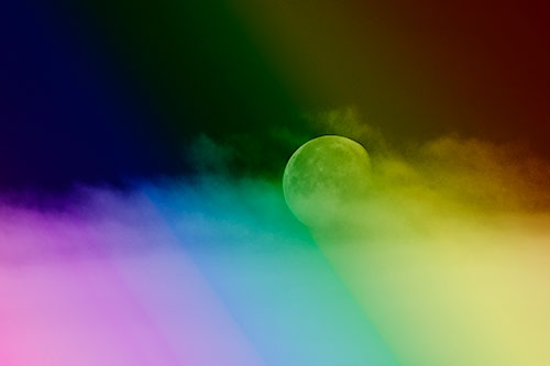 Moon Rolling Along Clouds (Rainbow Shade Photo)