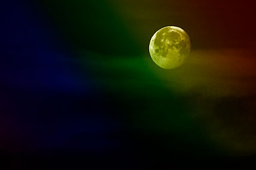 Moon Sets Behind Faint Clouds (Rainbow Shade Photo)