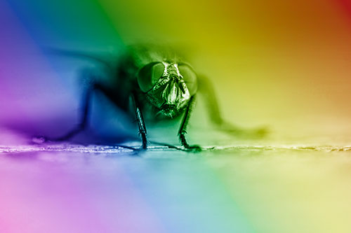 Morbid Open Mouthed Cluster Fly (Rainbow Shade Photo)