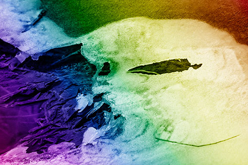 Mouth Melting River Ice Face Among Floating Branches (Rainbow Shade)