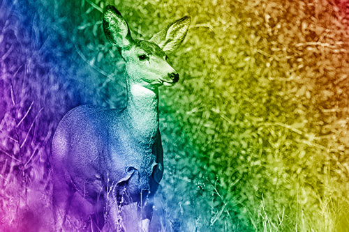 Mule Deer Gazes Across Landscape Horizon (Rainbow Shade)
