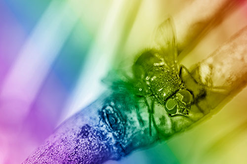 Open Mouthed Blow Fly Looking Above (Rainbow Shade Photo)
