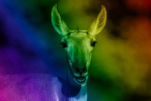 Open Mouthed Pronghorn Spots Intruder (Rainbow Shade Photo)
