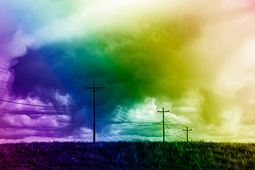 Rainstorm Clouds Twirl Beyond Powerlines (Rainbow Shade)