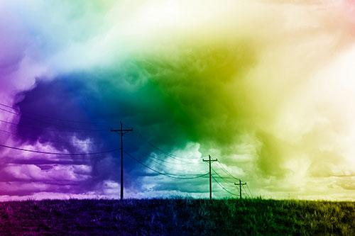 Rainstorm Clouds Twirl Beyond Powerlines (Rainbow Shade Photo)