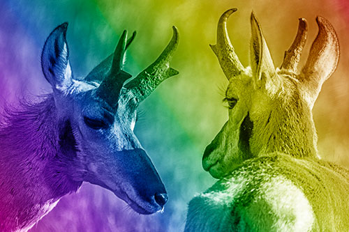 Romantic Pronghorn Couple Get Close (Rainbow Shade)