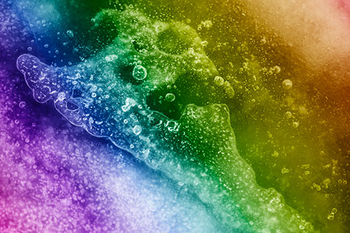 Screaming Submerged Bubble Face Creature Among Icy River (Rainbow Shade)