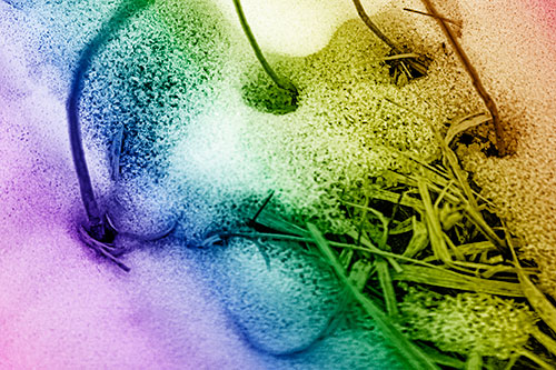 Screaming Twisted Grass Face Piercing Through Snow (Rainbow Shade)