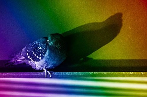 Shadow Casting Pigeon Looking Towards Light (Rainbow Shade Photo)