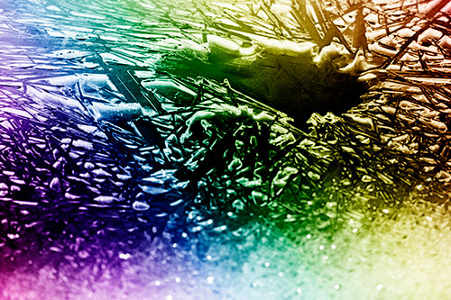Shattered Ice Crystals Surround Water Hole (Rainbow Shade Photo)