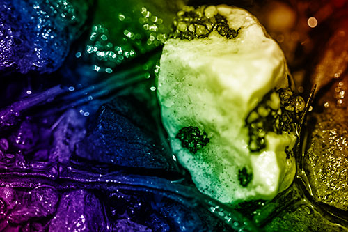 Slimy Extraterrestrial Alien Faced Rock Head (Rainbow Shade Photo)