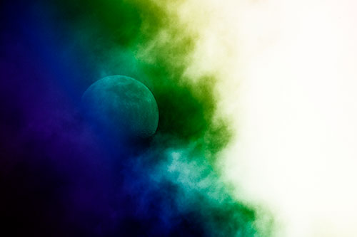 Smearing Mist Clouds Consume Moon (Rainbow Shade Photo)