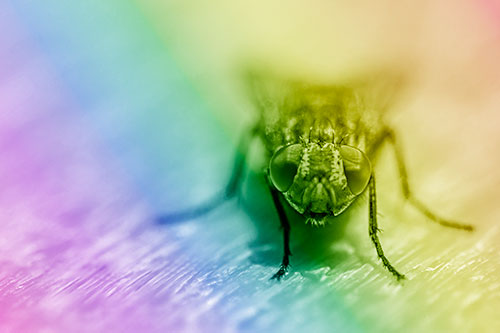 Smirking Open Mouthed Cluster Fly Watching Closely (Rainbow Shade)