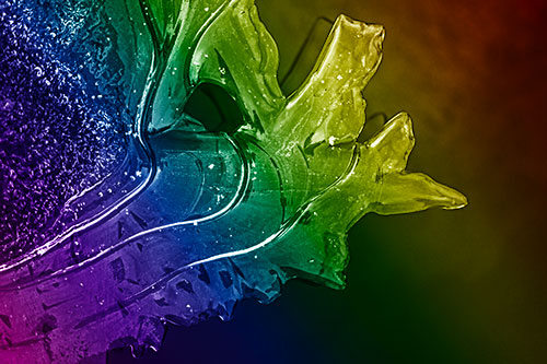 Smooth Ice Face Creature Hanging Above River Shoreline (Rainbow Shade)