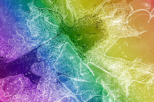 Smug Ice Face Among Frozen River Water (Rainbow Shade)