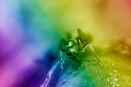 Snarling Carpenter Ant Guarding Sugary Treat (Rainbow Shade Photo)