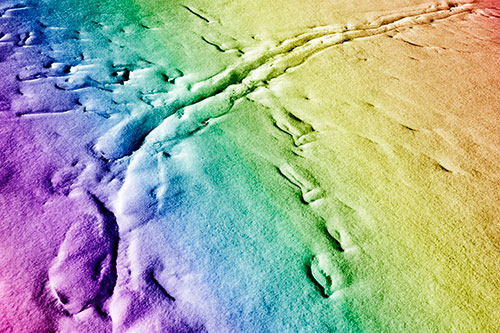 Snow Drifts Cover Footprint Trails (Rainbow Shade Photo)